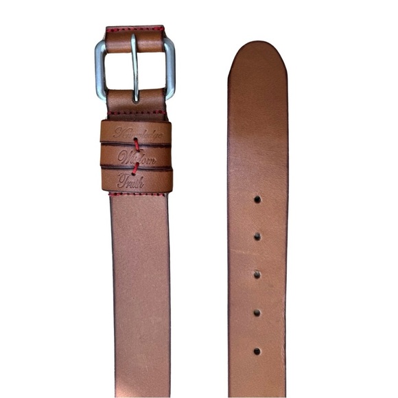 Robert Graham Men's 38 Knowledge Wisdom Truth Genuine‎ Leather Belt Cognac Brown - Picture 2 of 5